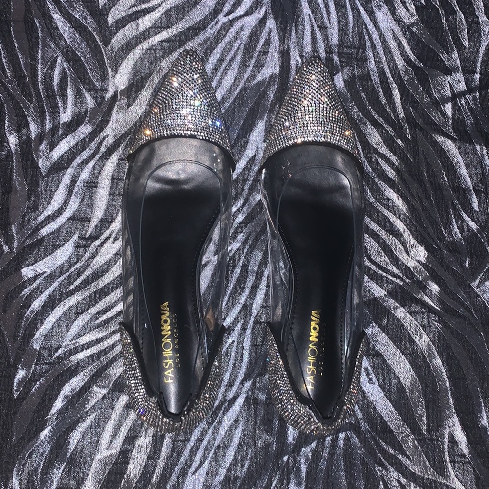 Clear Rhinestone Pointed Toe Flats - Picture 5 of 7